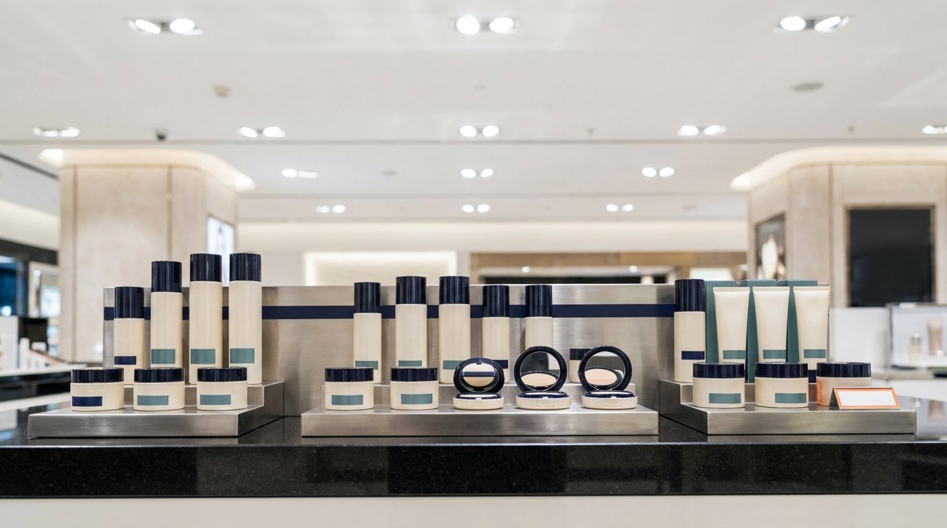 Pristine premium beauty counter inside a Singapore department store
