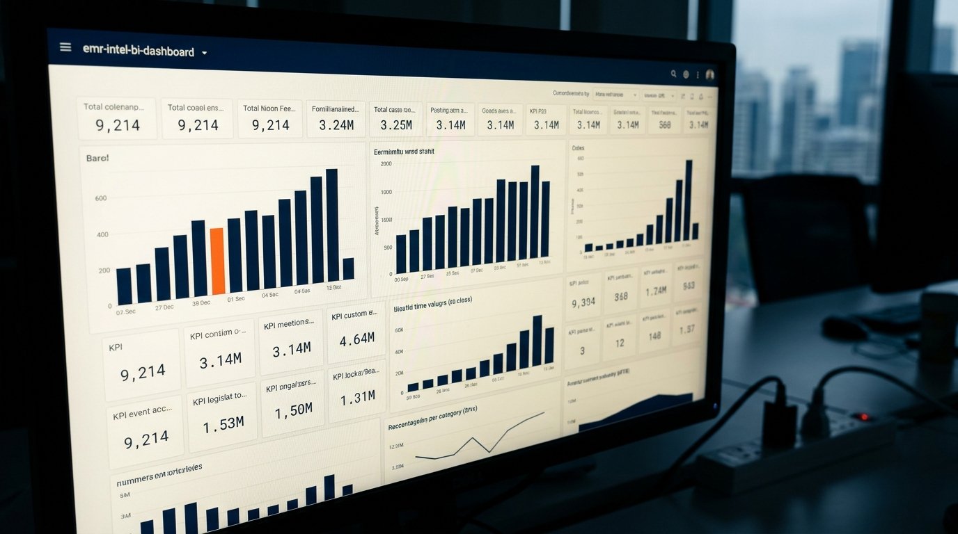EMR-Intel BI dashboard with bar and KPI tiles